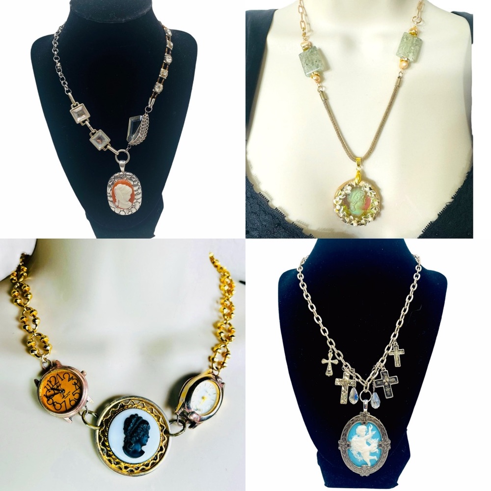 I create my pieces by incorporating mixed metals, mixed media & vintage jewelry - Picture 9 of 16